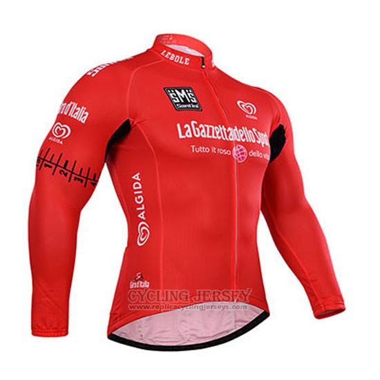 2015 Cycling Jersey Giro D'italy Red Long Sleeve and Bib Tight